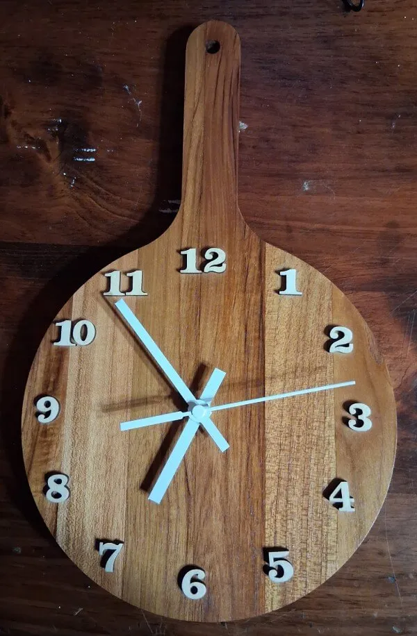 Handmade teak round wall clock with white markers Brookside Farm